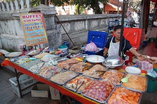 Another vegan buffett in Hmong Night Market area at Hmong Night Market in Luang Prabang
