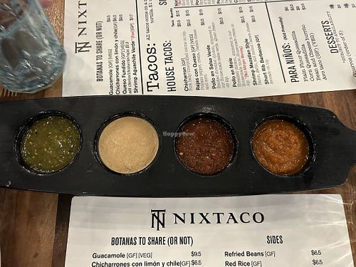 Salsa flight…from mild to hot.   at Nixtaco in Roseville