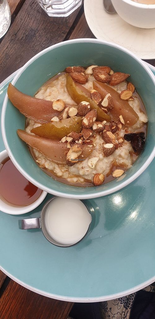 Porridge with stewed fruit at Feedback Cafe in Yarraville