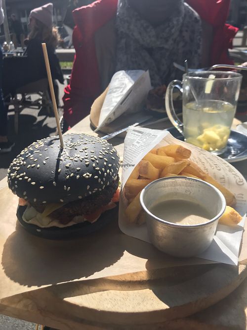 falafel burger  at Grand Café Lochergut in Zurich