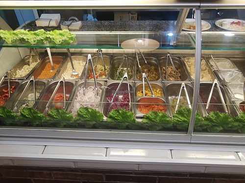 Salad choices at Falafel Street in Valletta