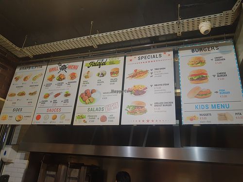 Menu at Falafel Street in Valletta