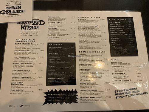 Menu, October 2019 at Plantastic's Streetfood Kitchen in Rotterdam