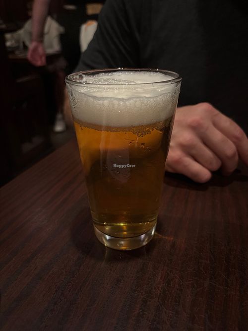 Beer is vegan.  Haha  at Monk's Cafe in Philadelphia
