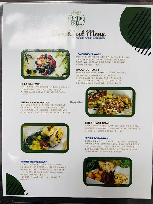 Breakfast menu   at Gentle Grill in Temecula