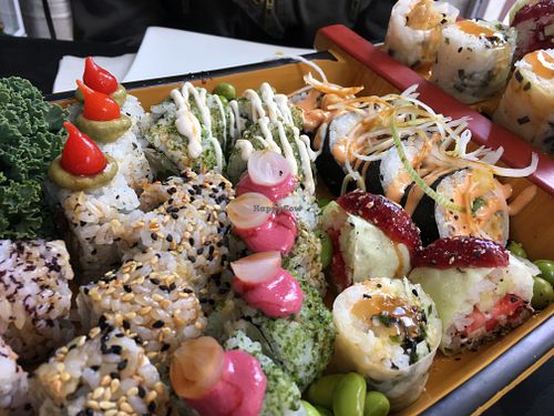 Sushi boat at Legumi Sushi Vegan in Lisbon