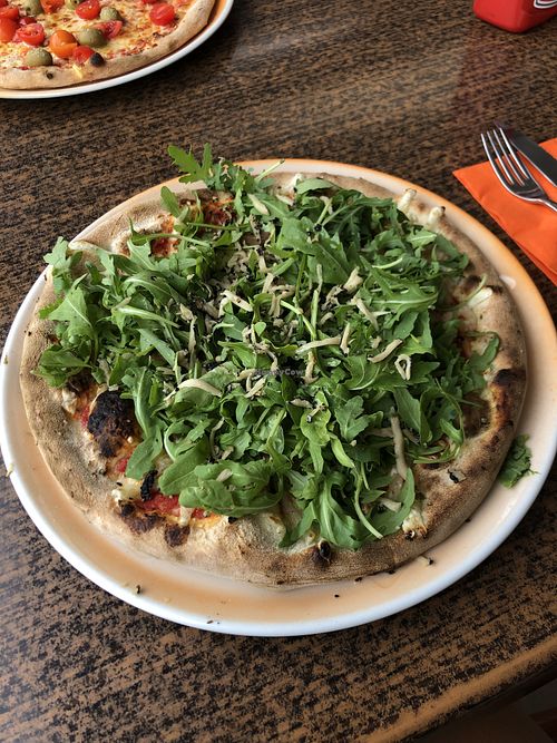 pizza with vegan cheese and truffles at Pizza 33 in Koper