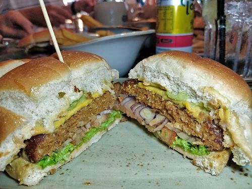 Vegan Burger - Naturbursche - Hearty plant-based Patty with slice of gold vegan cheese & avocado cream at Hans im Glück - Vivocity  in Central Singapore