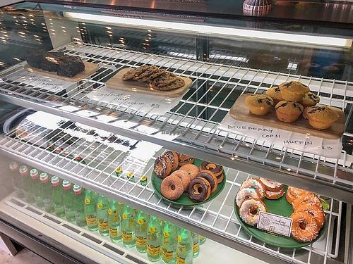 Dessert Case with brownies, cookies and donuts at Counterpart Vegan in Los Angeles
