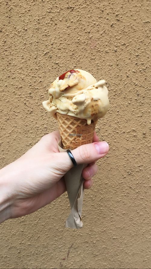 One scoop of Burnt caramel flavour at Island Gelato Company in Auckland