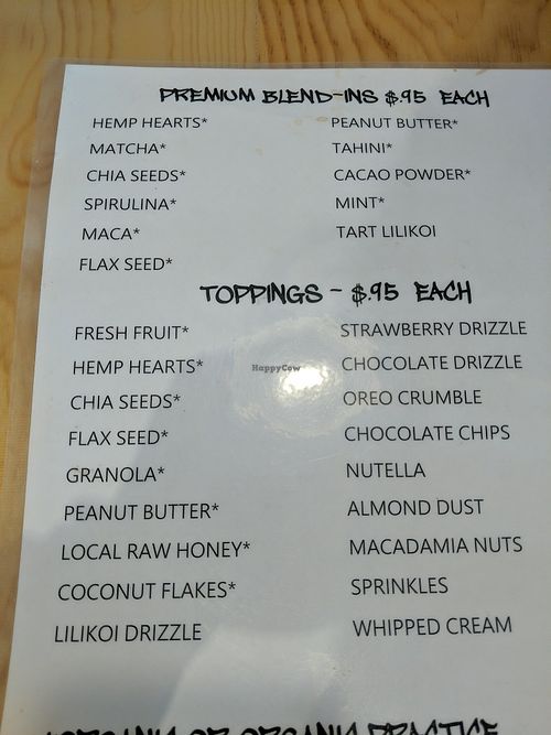 Topping options at The Spot in Kapaa