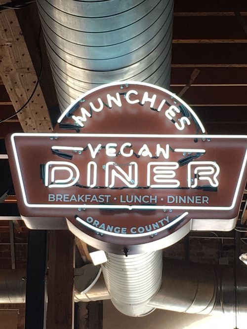Cool signage! at Munchies Vegan Diner in Santa Ana