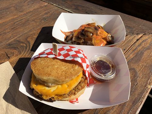 VCGriddle whole meal in one sandwich  at Munchies Vegan Diner in Santa Ana