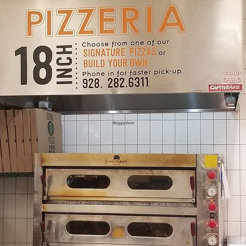 They can make any pizza vegan at Whole Foods Market in Sedona