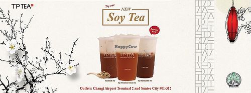 promotional ad for new soy tea lattes at SIN - TP Tea - T2 in East Singapore