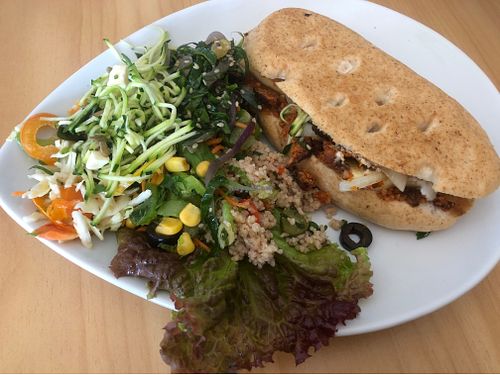 Panini and salad - yummy! at Providence NZ in Dargaville