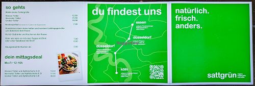 Menu page at Sattgrün Kolumba Viertel - Mitte at Sattgrün Kolumba Viertel - Mitte in Cologne