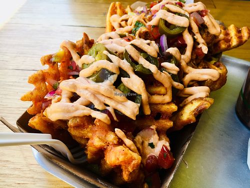 Loaded hash fries at Green Burger in Collingwood