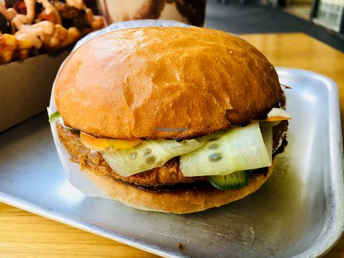 Quack Dealer “duck” burger.  at Green Burger in Collingwood