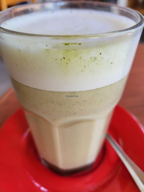 Matcha latte at One Happy Bowl in Noord