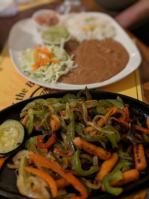 Vegie fajitas south beans and rice at South of the Border in Desert Hot Springs