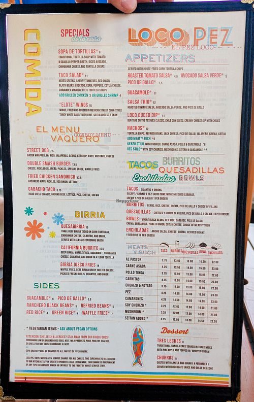 Menu page at Loco Pez - Fishtown at Loco Pez - Fishtown in Philadelphia