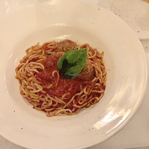 Spagetti and “meat” balls at Terramia Ristorante in Boston