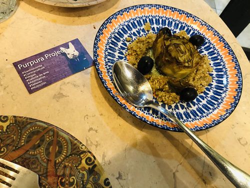 Artichoke with quinoa salad at Purpura Project in Alicante