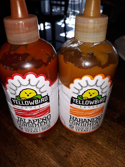 Vegan hot sauce options at Bruncheonette in Spokane