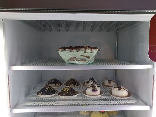 Inside fridge (not everything is vegan!) at Senza Pensieri in Rome