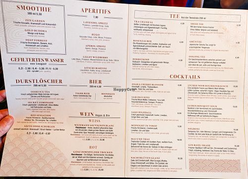 Menu page at Secret Garden at Secret Garden in Berlin