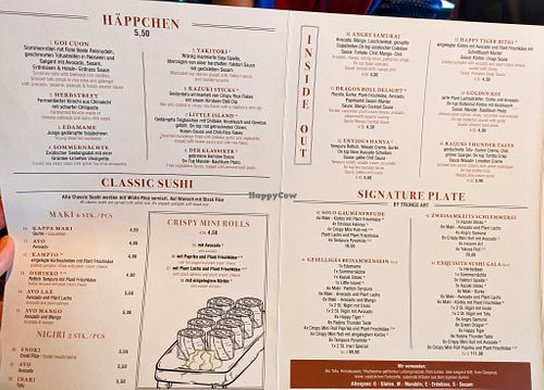 Menu page at Secret Garden at Secret Garden in Berlin