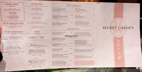 Menu page at Secret Garden at Secret Garden in Berlin