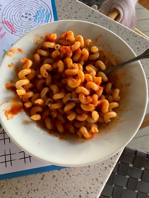 Pasta with marinara from the kids menu! $5 at Skull Creek Dockside in Hilton Head Island