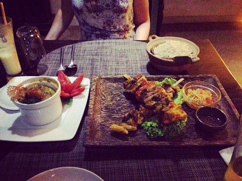veggie skewers and mushroom pot at Chamkar - The Passage in Siem Reap