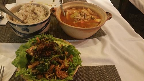 Salad and soup  at Chamkar - The Passage in Siem Reap
