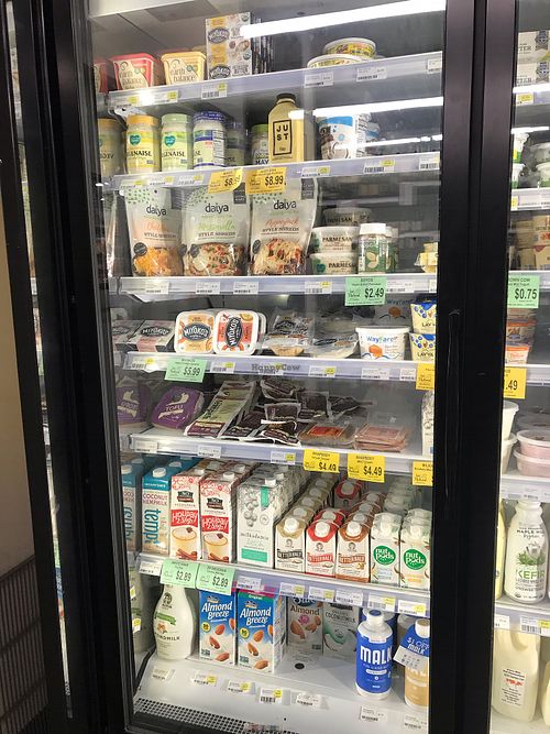 Vegan cooler at Lois' Natural Marketplace in Portland