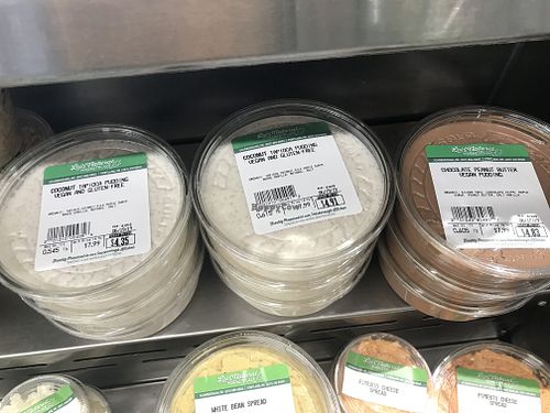Vegan puddings at Lois' Natural Marketplace in Portland