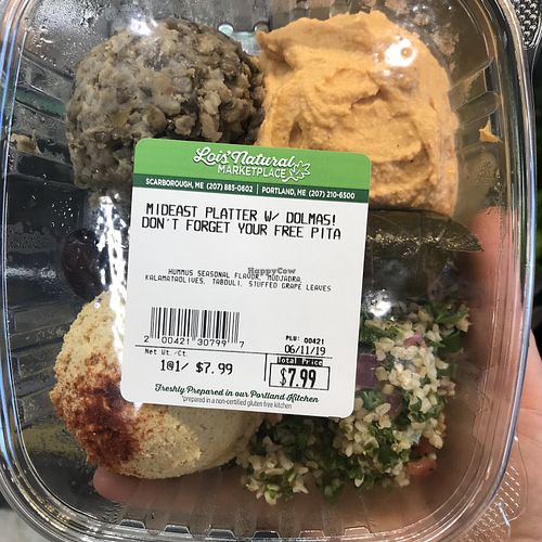 Vegan Mideast platter at Lois' Natural Marketplace in Portland
