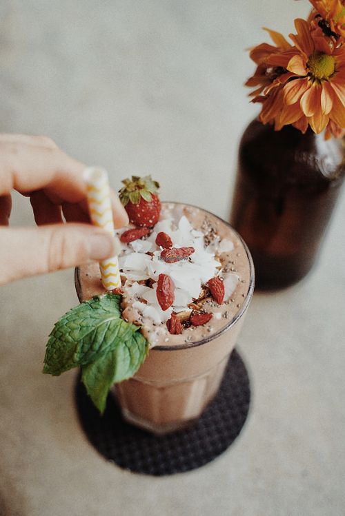 thick chocolate peanutbutter smoothie(they also add some toppings to their regular smoothies) at Botanik in Kerobokan Kelod