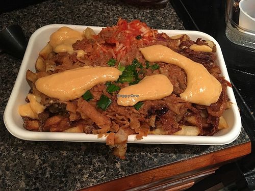 Vegan poutine with everything on it! at Saus at Bow Market in Somerville