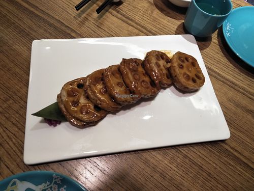 Delicious stuffed lotus root. at TàiSù ShūShí in Shanghai