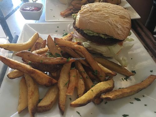 Veggie burger  at Cafe del Mundo in Mancora