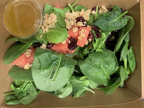 Raspberry Zin spinach salad at Mooses Tooth in Anchorage