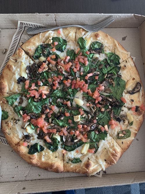 Forager made vegan with ww vegan crust at Mooses Tooth in Anchorage