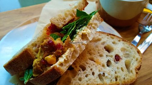 Falafel, spinach & chilli jam sandwich at Vertigo - Cross St in Manchester