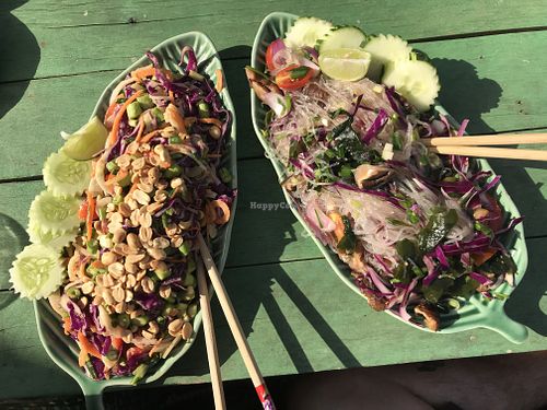 Raw pad Thai and glass noodle salad  at Mia's Hangout in Krabi