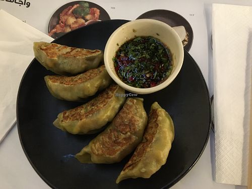 Vegan gyoza at Wagamama in Muscat