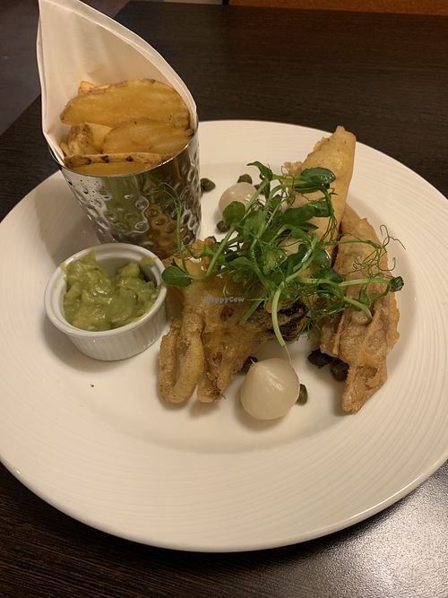 Banana blossom vegan fish and chips  at Seamill Hydro Hotel in Seamill