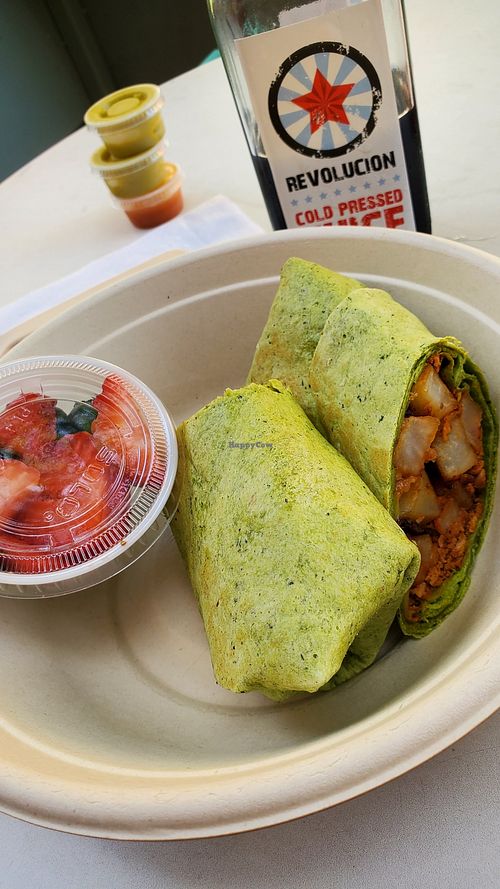 Vegan burrito at Revolucion Coffee & Juice in San Antonio